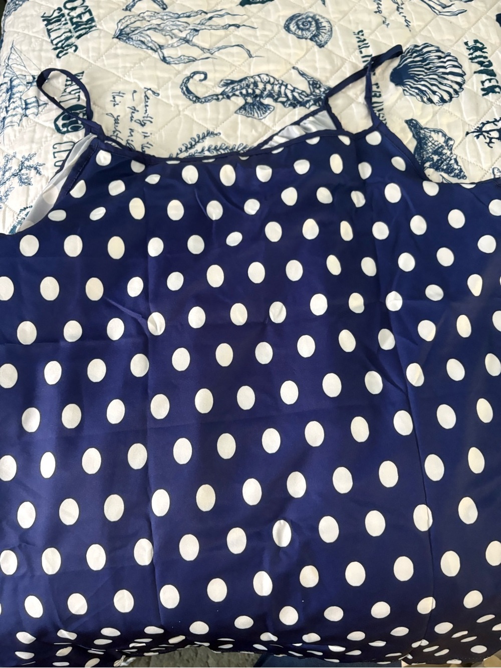 Women’s Navy Blue Polka Dot Cami Tank Top